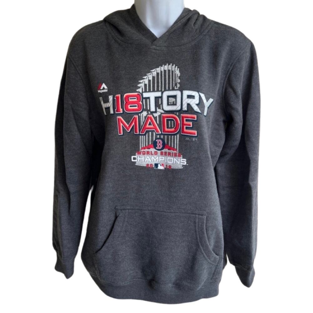 Boston Red Sox Gray 2018 World Series Champion History Made Hoodie size Youth L